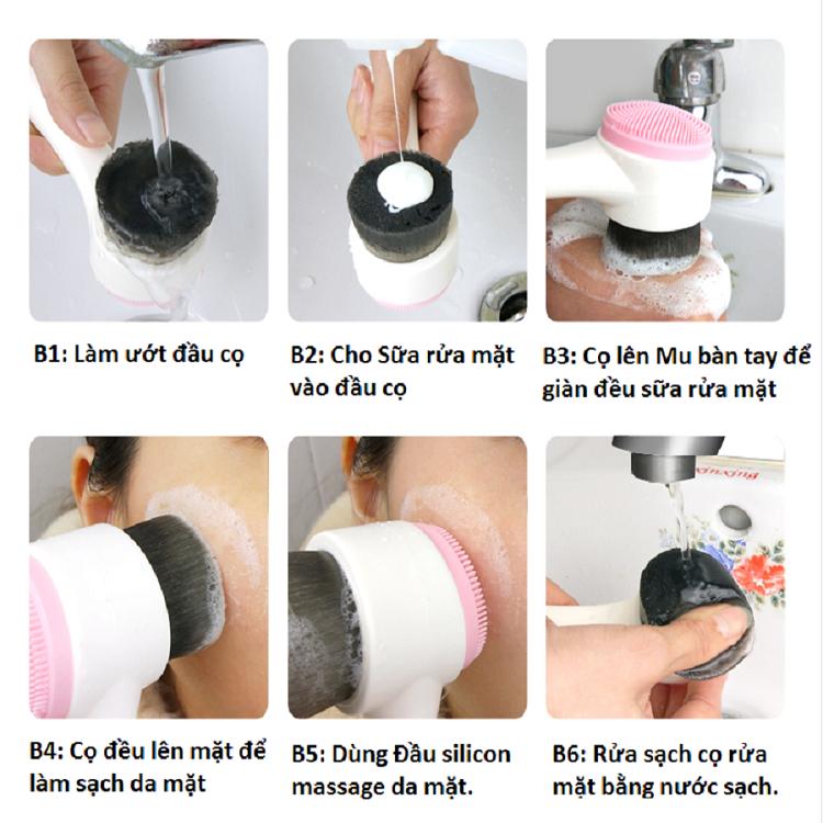 Dụng cụ cọ rửa mặt  2 đầu cầm tay