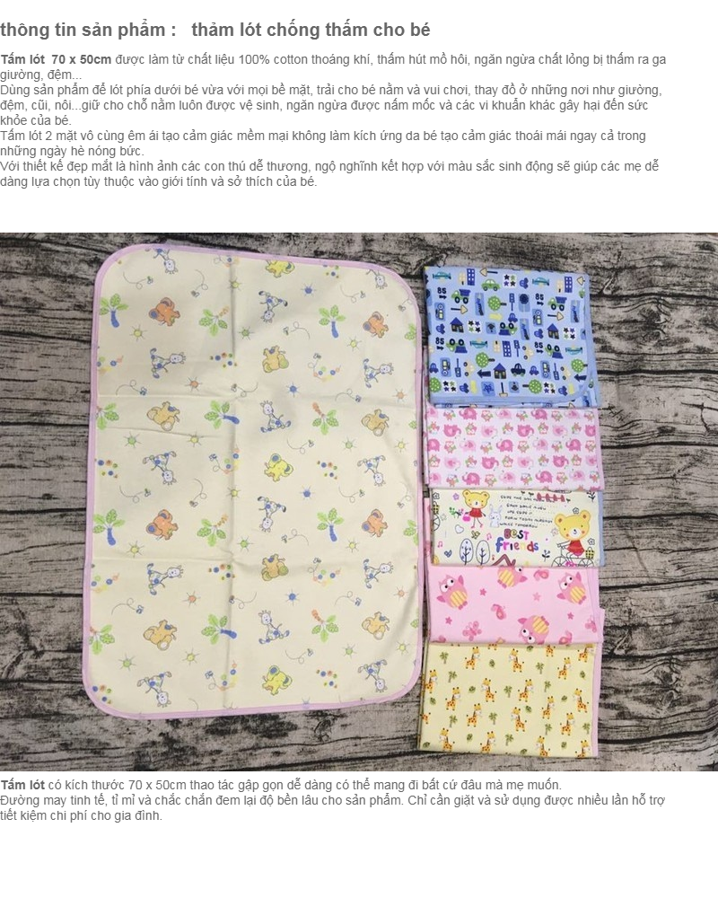 Thảm lót chống thấm cho bé 50x70 cm