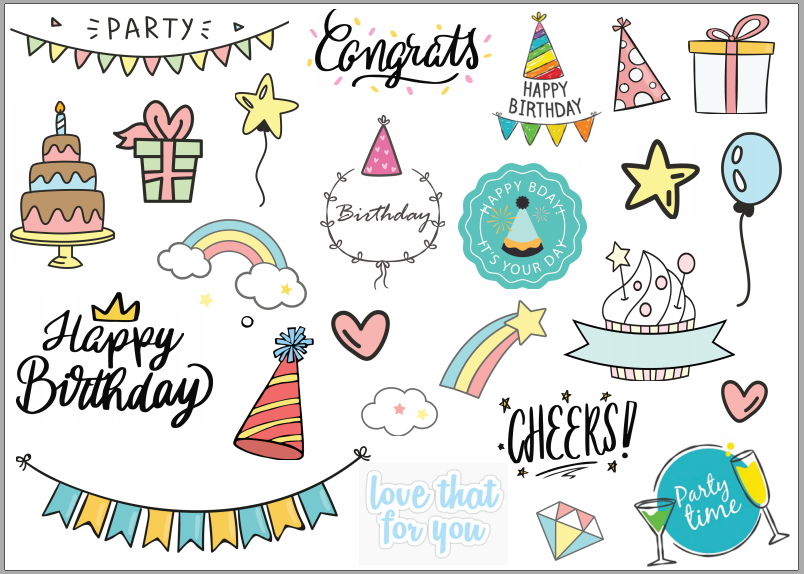 Sticker dán sổ tay, trang trí sổ dán ảnh, scrapbook, nhãn dán sinh nhật, giáng sinh