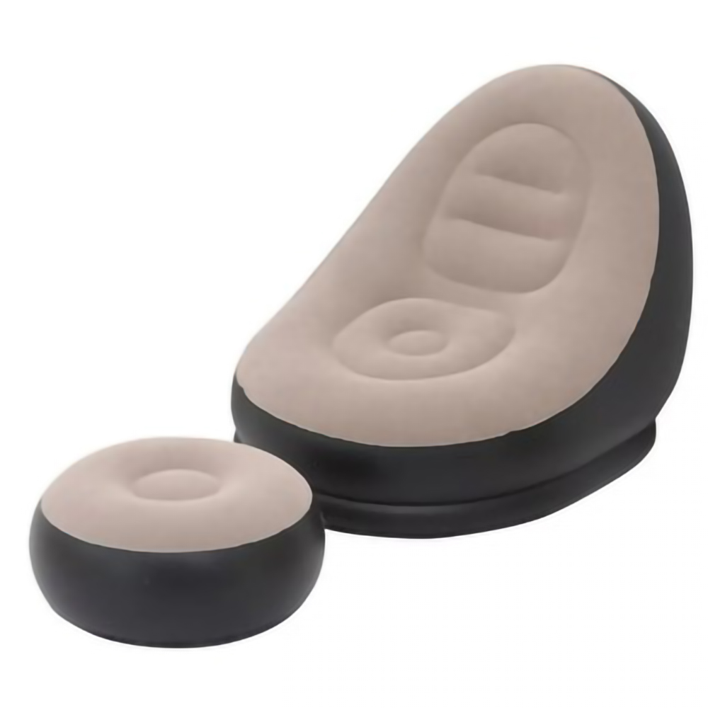 Ghế hơi thư giãn kèm ghế đôn, ghế bơm hơi tựa lưng bọc nhung mềm mịn, ghế thư giãn có gác chân cao cấp, sofa bơm hơi tiện dụng, sofa thư giãn đọc sách - kagu HC011