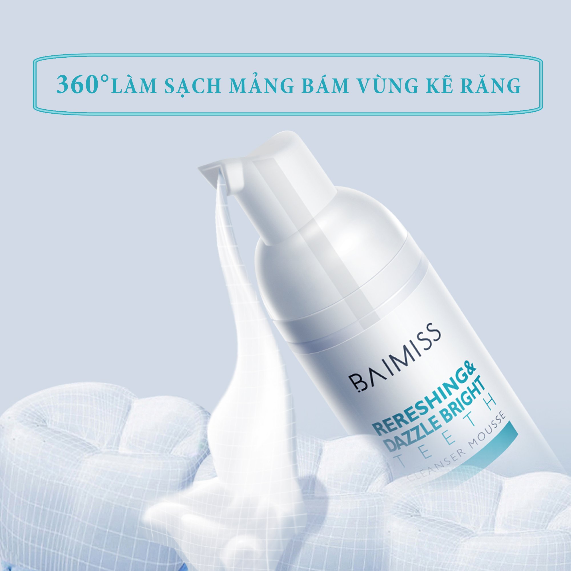 Bọt Kem Đánh Răng & Súc Miệng Baimiss Thơm Miệng Chống Ố Răng Toàn Diện 60ml