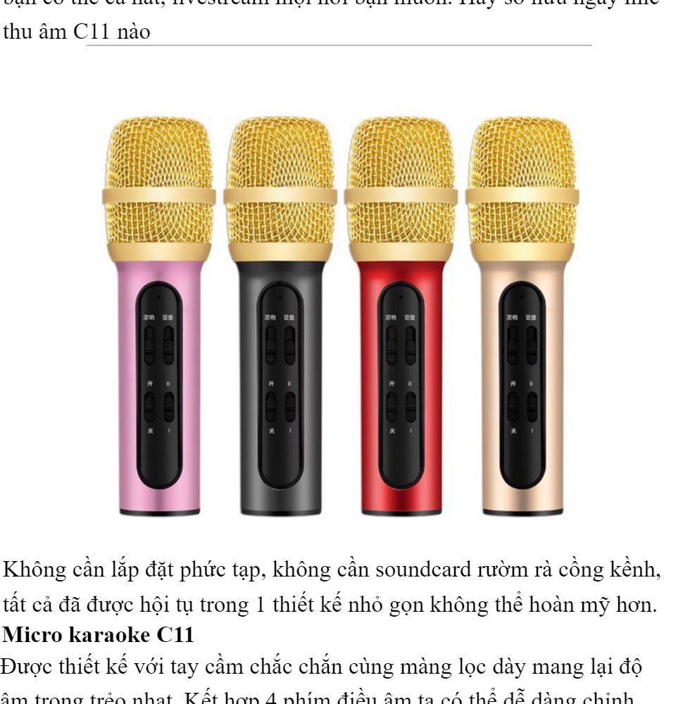 Combo Bộ Mic Thu Âm Live Stream karaoke C11 Thu Âm Live Stream Loại Cao
