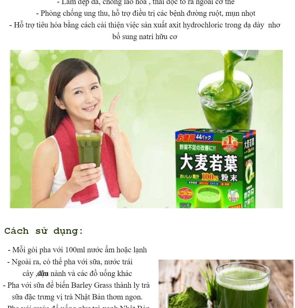 Bột mầm lúa mạch non GRASS BARLEY Nhật Bản nguyên chất 100%