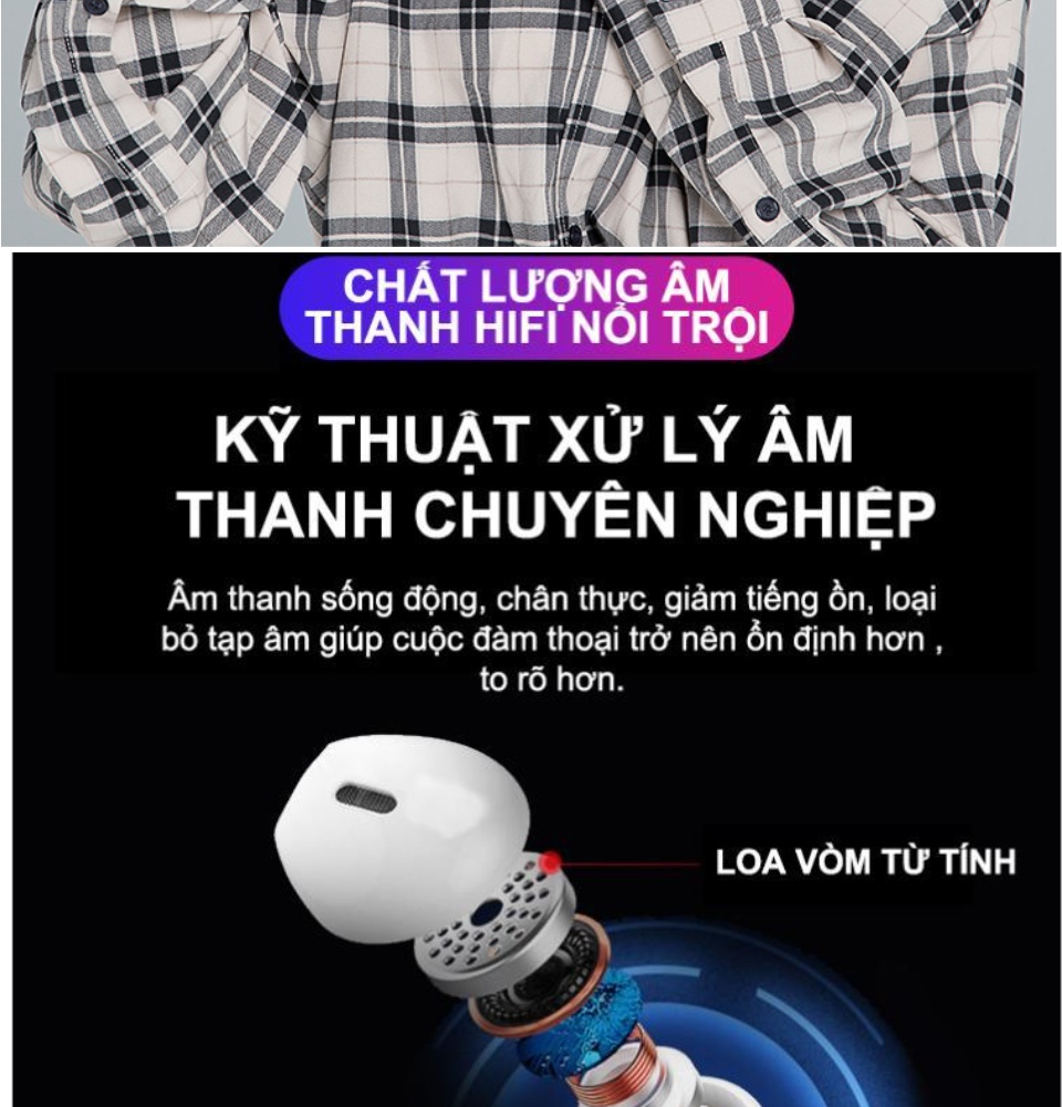 Tai nghe bluetooth Bản Pro Mới Nâng Cấp Pin Trâu Nghe Hay Hơn Hỗ Trợ Cho Mọi Dòng Máy, Âm Thanh Vòm, Cửa Sổ Kết Nối, Tai Nghe Bluetooth Mini Không Dây, Tai nghe buetooth không dây 6