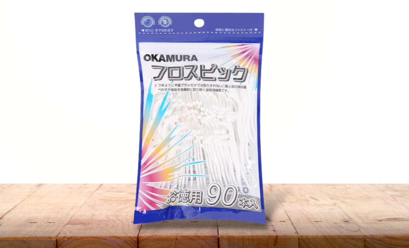 Tăm Nha Khoa OKAMURA Nhật gói 90 chiếc 2 đầu - Tăm Nhựa Xỉa Răng Nguyên Sinh An Toàn - Tăm Chỉ Nha Khoa - shop TBYT HCare