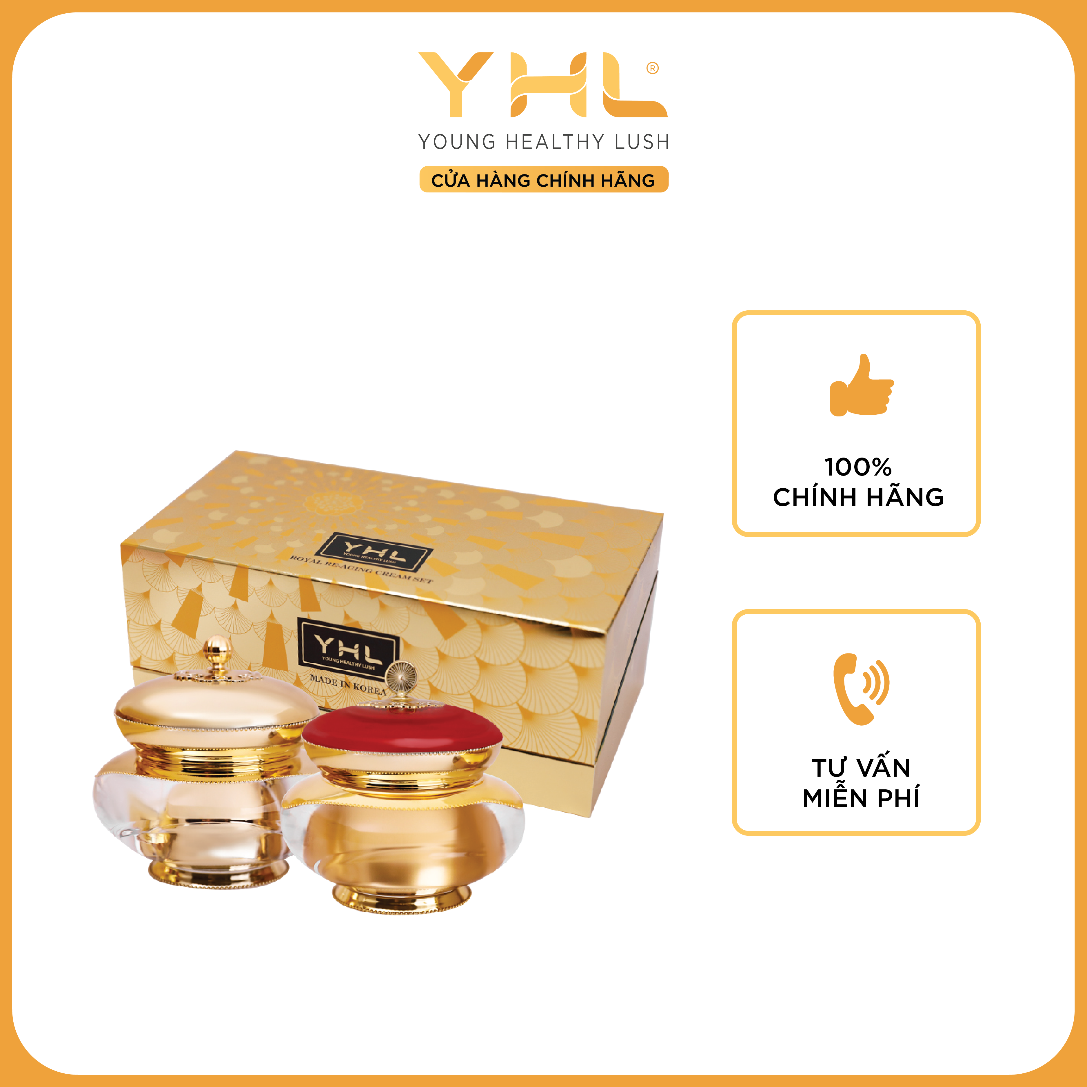 Bộ Đôi Kem Dưỡng Hoàng Cung YHL - ROYAL Dưỡng Ẩm, Giảm Nếp Nhăn Hiệu Quả Bộ 2 Hộp, 50g/ Hộp Hàn Quốc