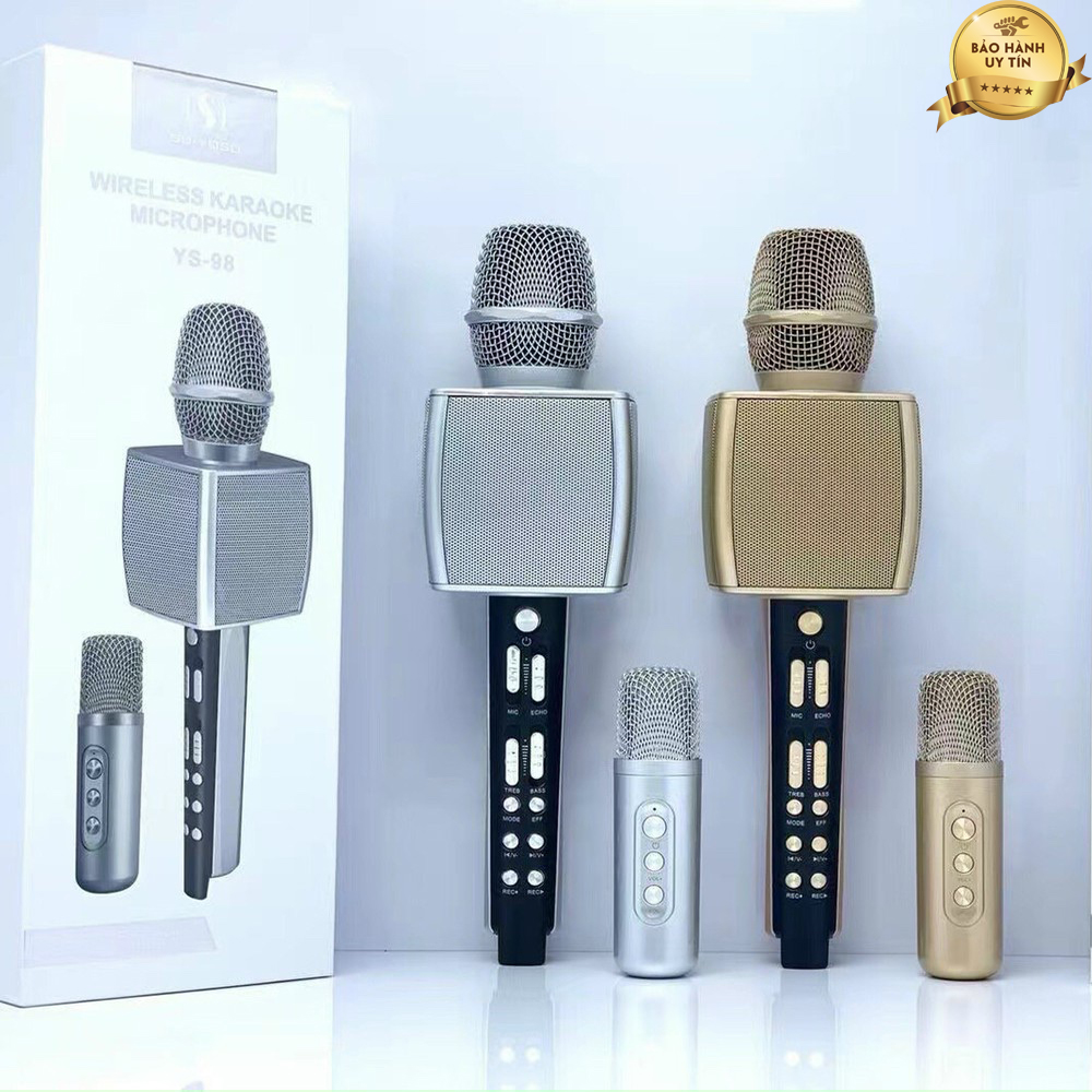 Voucher 7% Micro Karaoke Ys 98 Micro Karaoke Bluetooth YS98 Song ca kèm loa không dây giả giọng nói Tích hợp loa Bass không dây Pin cực trâu - Bảo hành 1 năm