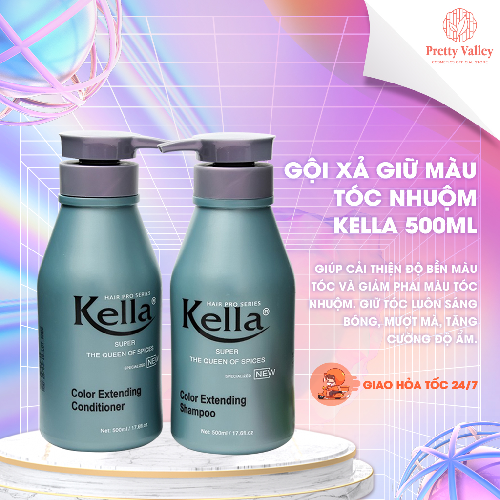 Dầu xả giữ màu tóc nhuộm Kella 500ml, giữ màu tóc nhuộm bền màu, lâu phai - Pretty Valley Store