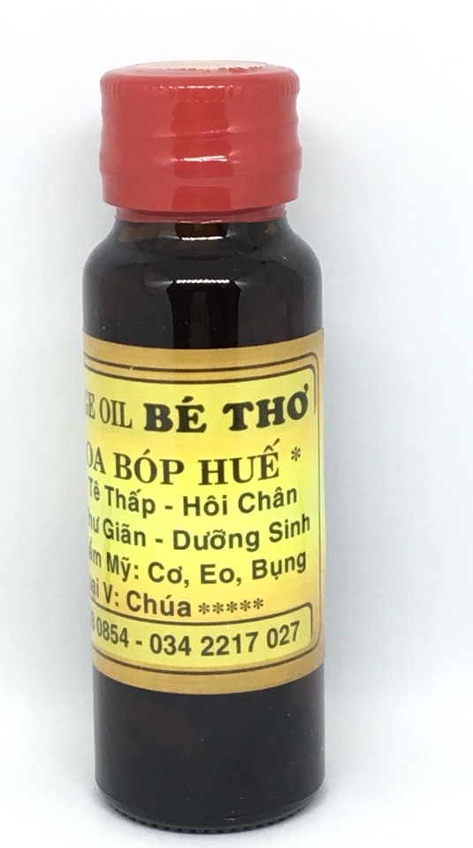 Dầu massage Huế hiệu Bé Thơ_xoa bóp giảm đau nhức, tê thấp