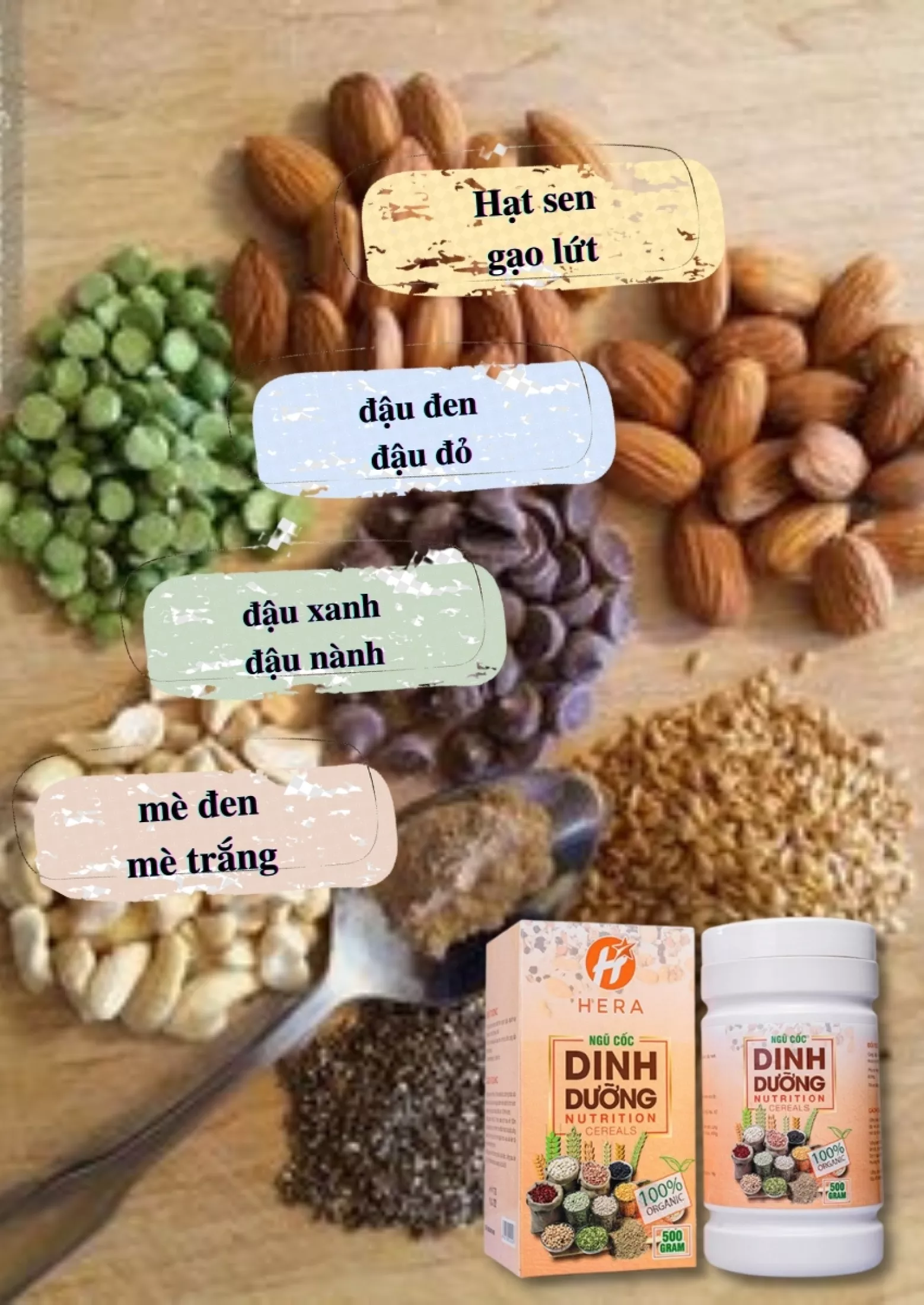 NGŨ CỐC DINH DƯỠNG TĂNG CÂN HERA - Sản Phẩm Cao Cấp Chính Hãng - Đã Được Kiểm Nghiệm và Công Bố - Thanh Hợp Store