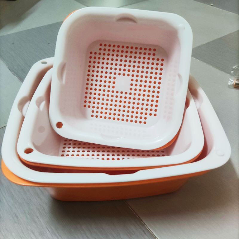 Bộ Thao Rổ Nhựa Vuông Đa Năng 6 Món ECOCO, Có Cả Rổ Và Thau Nhựa, Tiện Lợi Cho Phòng Bếp Nhà Bạn