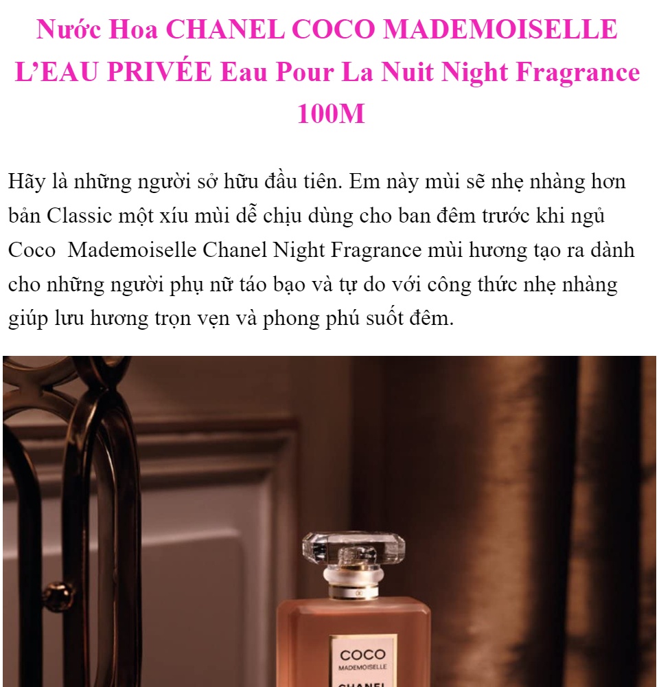 Coco Mademoiselle LEau Privee Night Fragrance Spray from Chanel to France  CosmoStore France