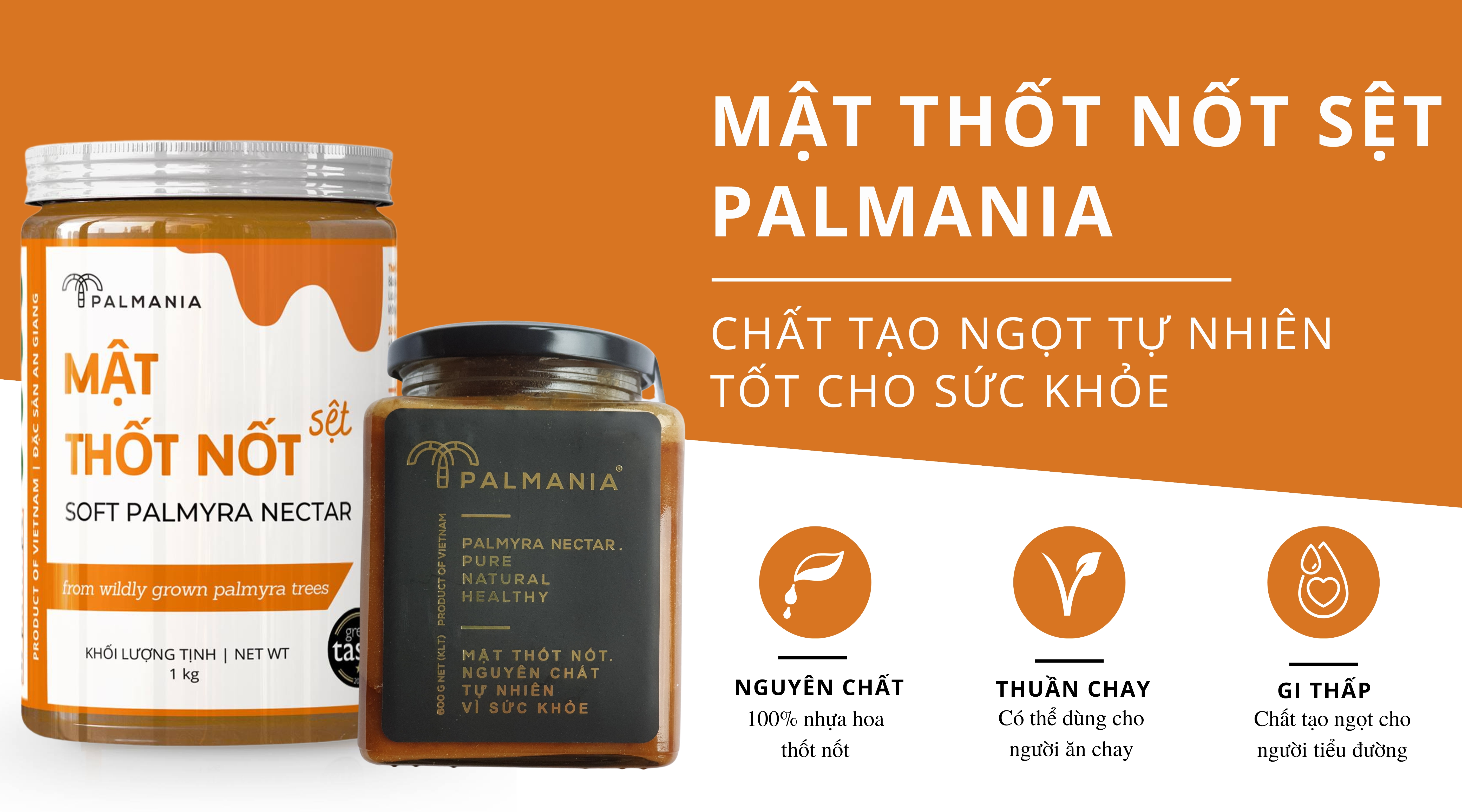 Đường Thốt Nốt Palmania Dạng Sệt - 100% NGUYÊN CHẤT - Nguyên Chất, Tự Nhiên Vì Sức Khỏe, Mật Thốt Lốt Chảy Chính Gốc Hũu Cơ, Đặc Sản An Giang, Mật Thốt Nốt Không Sử Dụng Chất Tẩy Hay Chất Bảo Quản - Palm Sugar