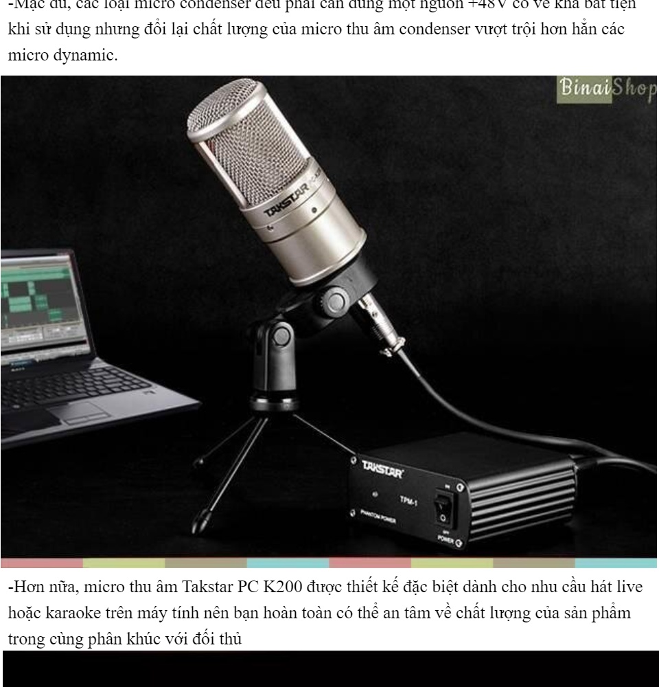 Mic Thu Âm Takstar Pc K200 Chuyên Thu Âm Và Hát Livestream Chuyên Nghiệp PC-