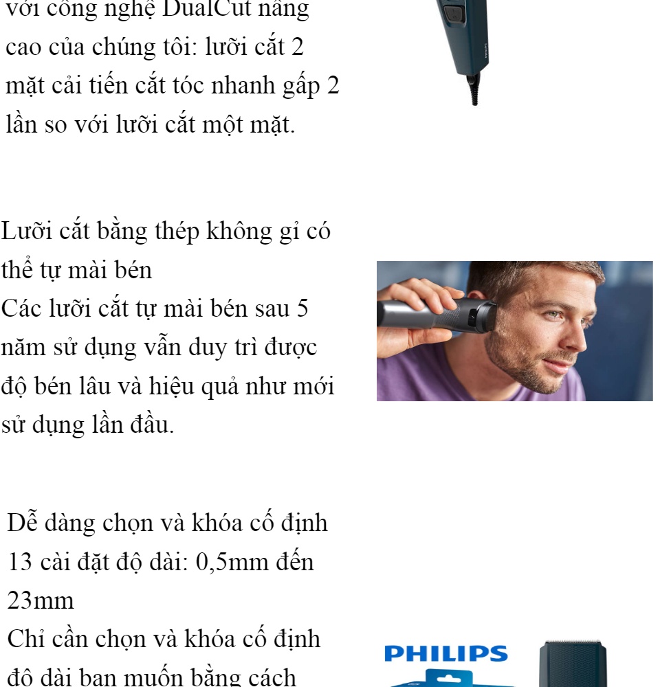 Tông đơ cắt tóc Philips HC3520/15 - hàng chính hãng - bảo hành 2 năm
