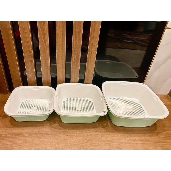 Bộ Thao Rổ Nhựa Vuông Đa Năng 6 Món ECOCO, Có Cả Rổ Và Thau Nhựa, Tiện Lợi Cho Phòng Bếp Nhà Bạn