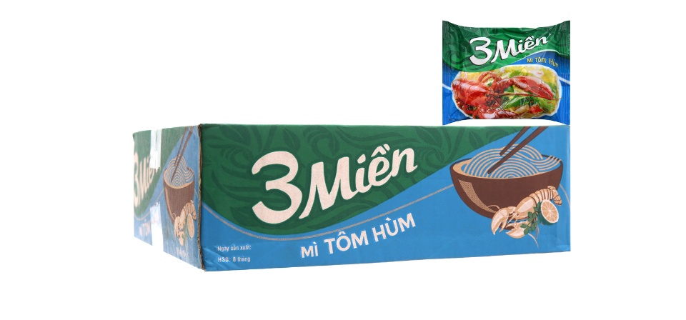 Thùng 30 gói mì 3 Miền tôm hùm 65g