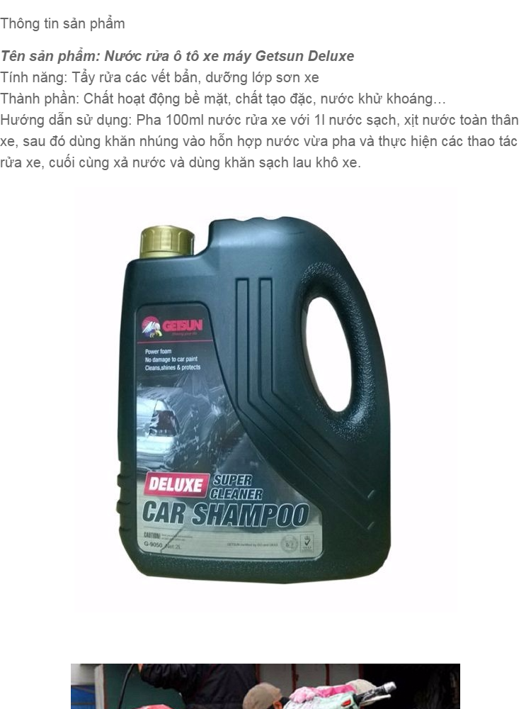 hcmnước rửa xe xịt bọt cho ô tô xe máy siêu sạch deluxe getsun 2.0l gsg351 1