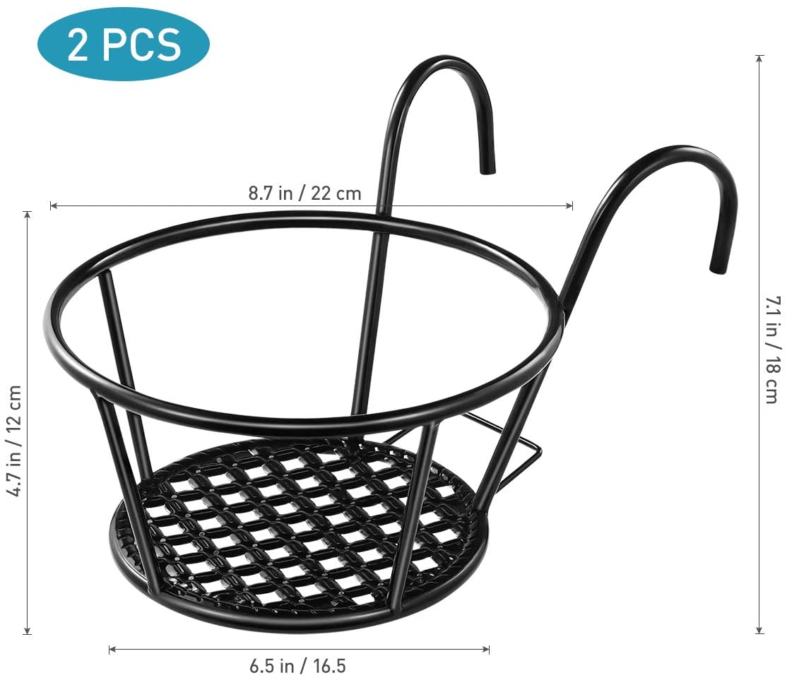 Giỏ treo chậu hoa, cây cảnh ban công bằng sắt treo trên ban công tiện dụng, gọn gàng màu ngẫu nhiên