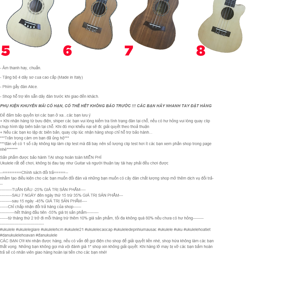 [hcm]đàn ukulele concert gỗ anh đào cao cấp - hàng có sẵn 2