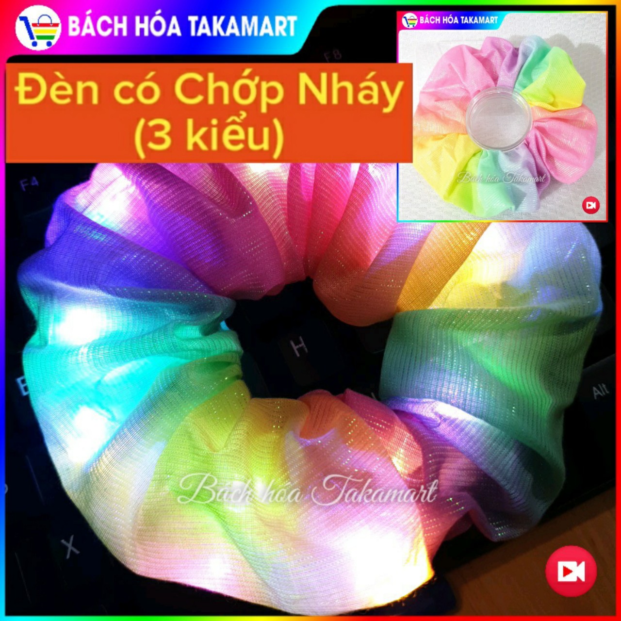 [Video 42 mẫu Hot Trend] Cột tóc đèn Led siêu phát sáng Scrunchies đèn Led 3 kiểu nhấp nháy Led đom đóm crunchies cột tóc phát sáng dây buộc tóc phát sáng cột tóc scrunchies galaxy dây buộc tóc đồ cột tóc rẻ - Bách hóa Takamart