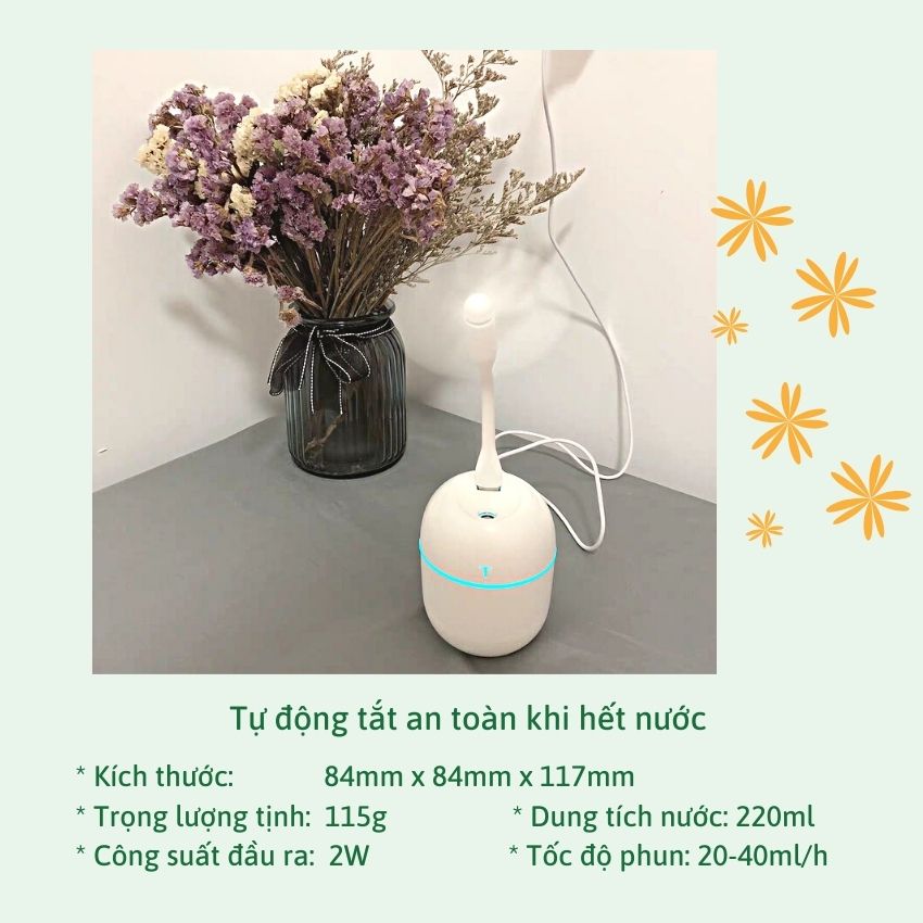 Máy Phun Sương Tinh Dầu Mini Humidifier 220Ml Máy Khuếch Tán Tinh Dầu Phun Sương Tạo Ẩm Cho Phòng Ngủ & Trên Ôtô Đèn Xông Tinh Dầu Có Hai Chế Độ Phun & Led 7 Màu Thay Đèn Ngủ & Giúp Xua Duổi Côn Trùng mocstore, loại tốt giá rẻ