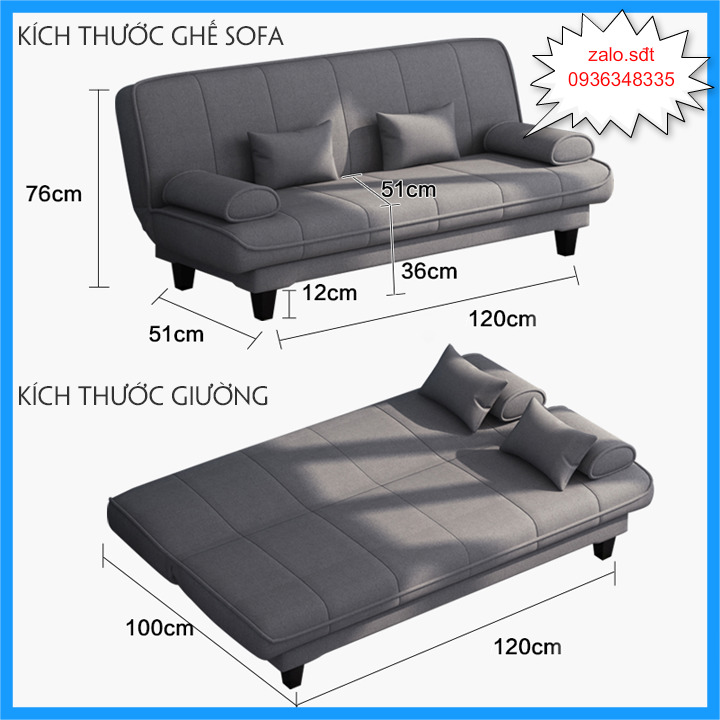 Ghế - Ghế sofa phong cách Hàn Quốc - Giường Sofa Rộng 1m x Dài 1m2 Gấp Gọn Thành Ghế  Đa Năng