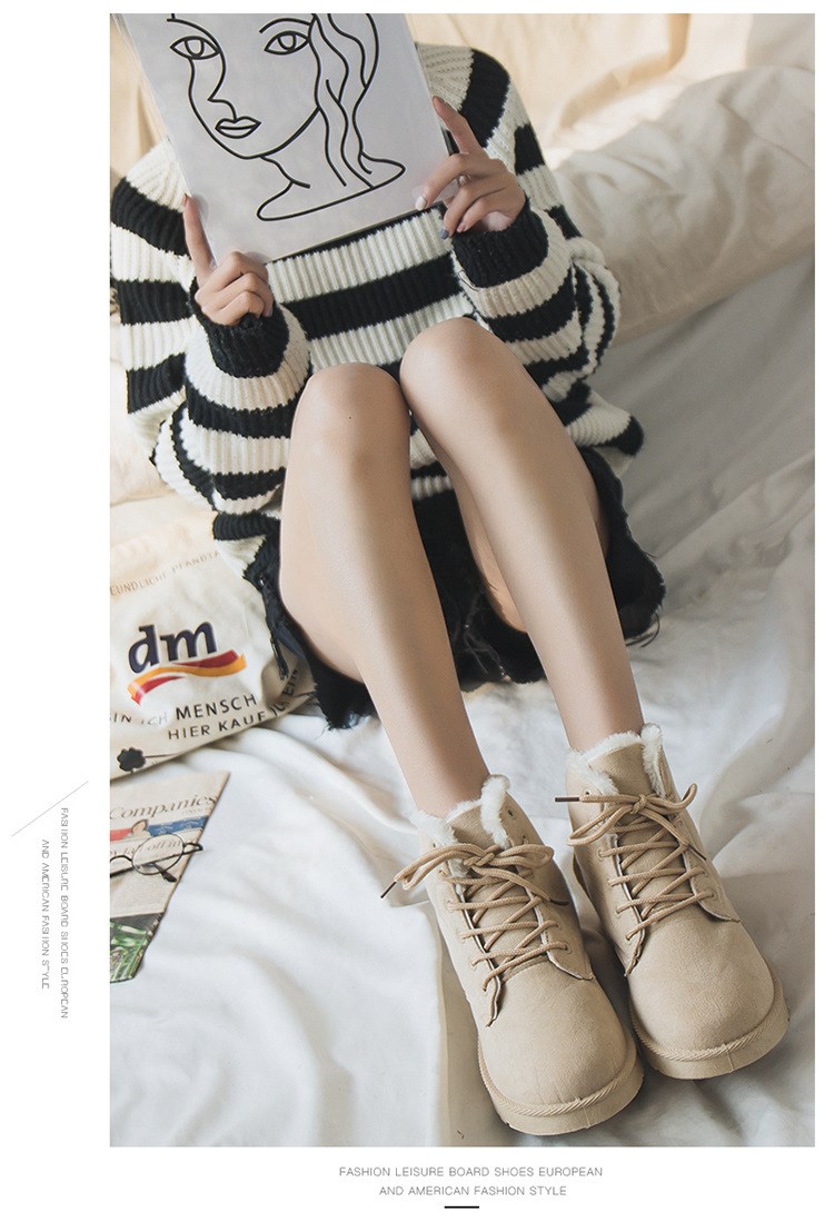 Boots nữ mùa đông, bốt lông dây buộc cực ấm đi du lịch mùa đông siêu đẹp, giày bốt nữ dáng đẹp, cute dành cho mùa đông đi chơi Sapa