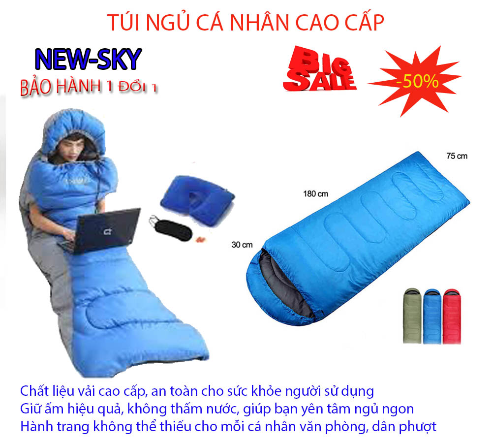 Ban tui ngu du lich bán túi ngủ du lịch tphcm - chọn ngay túi ngủ cá nhân loại dày dặn cực ấm new- model 2018-187 giảm sốc 50% ngay hôm nay bảo hành uy tín bởi new-sky