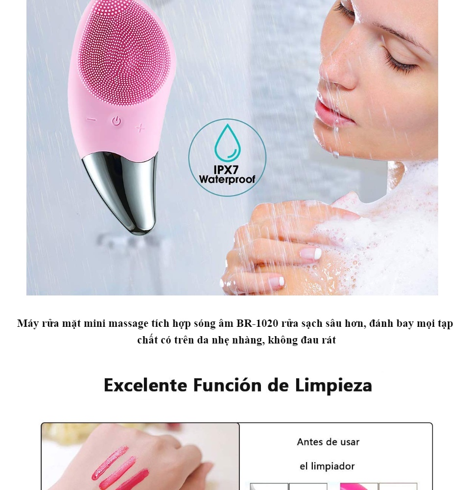 [BH 1 đổi 1] Máy Rửa Mặt SONIC FACIAL CLEANSING STANDARD dq6