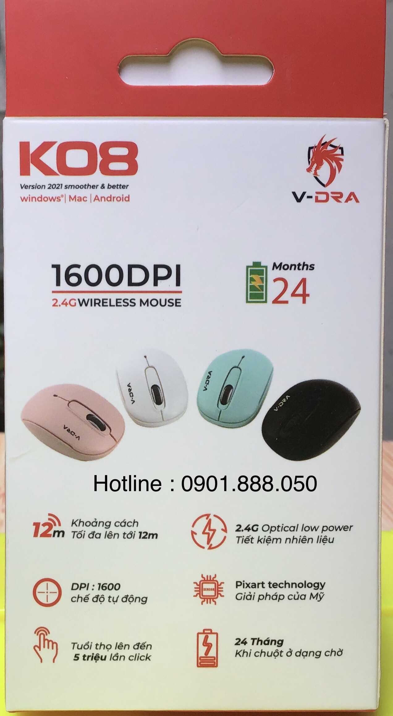 Chuto Vi Chuột không dây laptop, máy tính VINAGEAR K08 Sản xuất 2021 Chuột máy ...