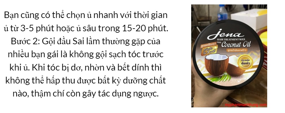 [HCM]Kem ủ tóc dầu dừa siêu mềm mượt JENA Thái Lan 500ml