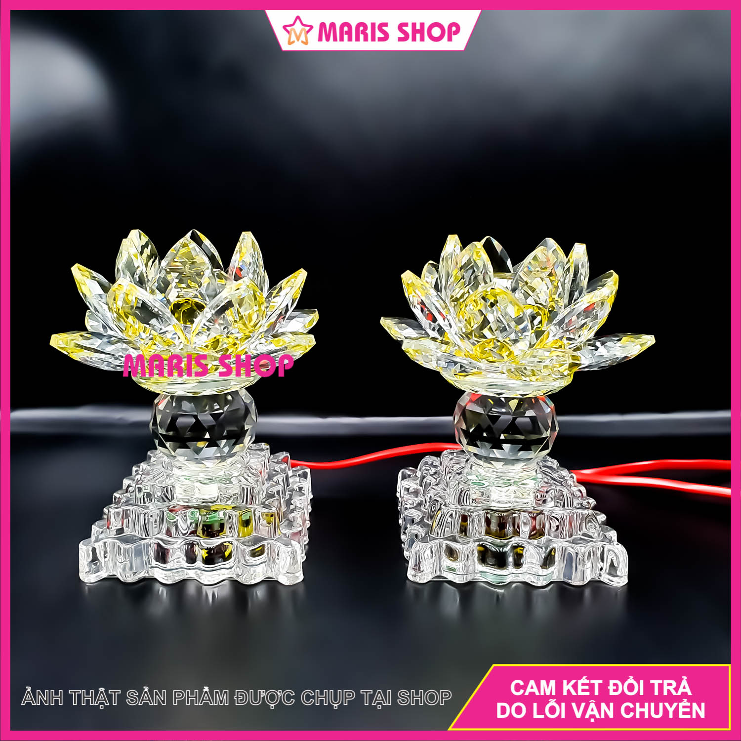 Đèn Hoa Sen Pha Lê Để Bàn Thờ Phật LED Đổi Màu, Đèn Thờ Gia Tiên Pha Lê Cao Cấp, Đèn Thờ Cúng Đẹp