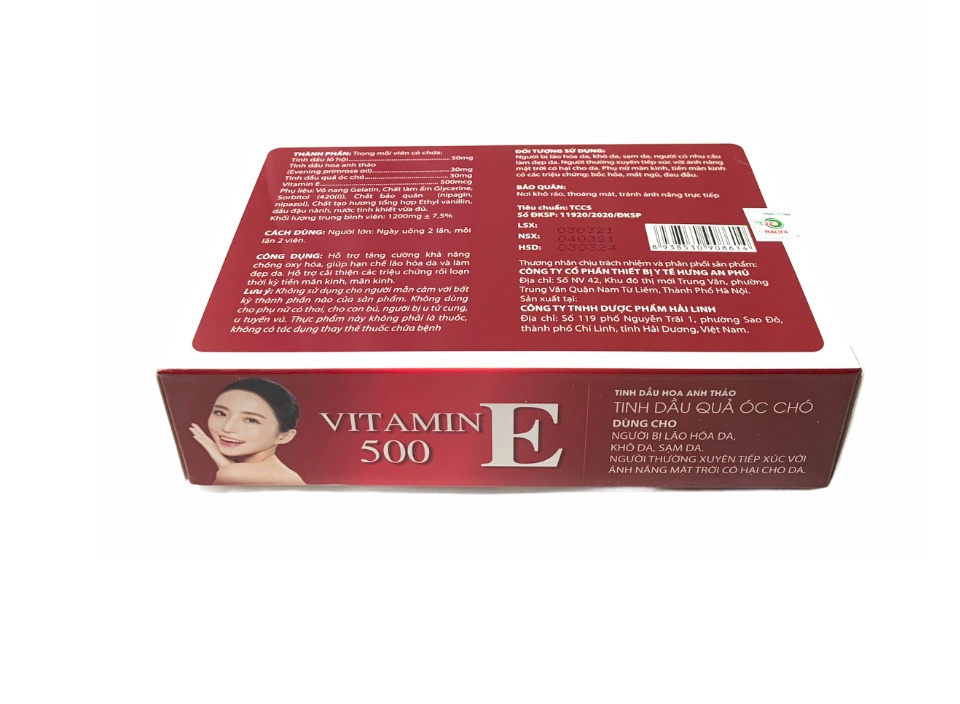 Viên uống đẹp da vitamin E 500- Thành Phần Tinh Dầu Quả Óc Chó, Hoa Anh Thảo Giúp Đẹp Da, Mờ Nám, Cân Bằng Nội Tiết Tố- hộp 30 viên 7