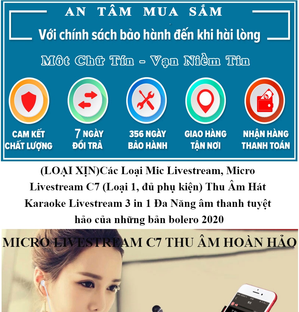 Các Loại Mic Livestream Micro Livestream C7  Thu Âm Hát Karaoke Livestream 3 in