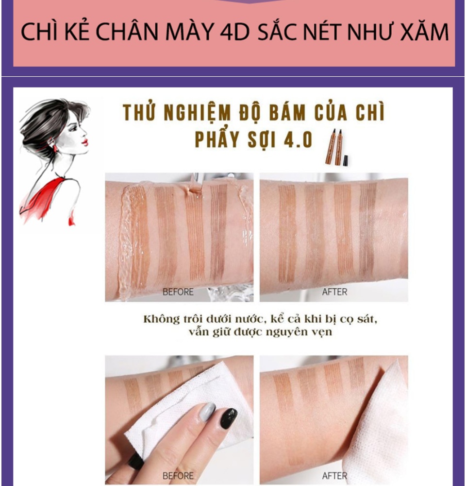 [HOT TREND] Kẻ Chân Mày Chì Kẻ Chân Mày 4D Không Thấm Nước Bền Màu Sắc Nét Như Xăm Bút Chì Kẻ Chân Mày Phẩy Sợi 4 D OPEN SHOP