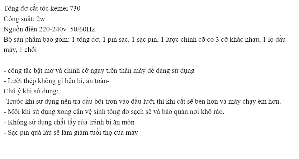 Tông đơ cắt tóc kemei 730