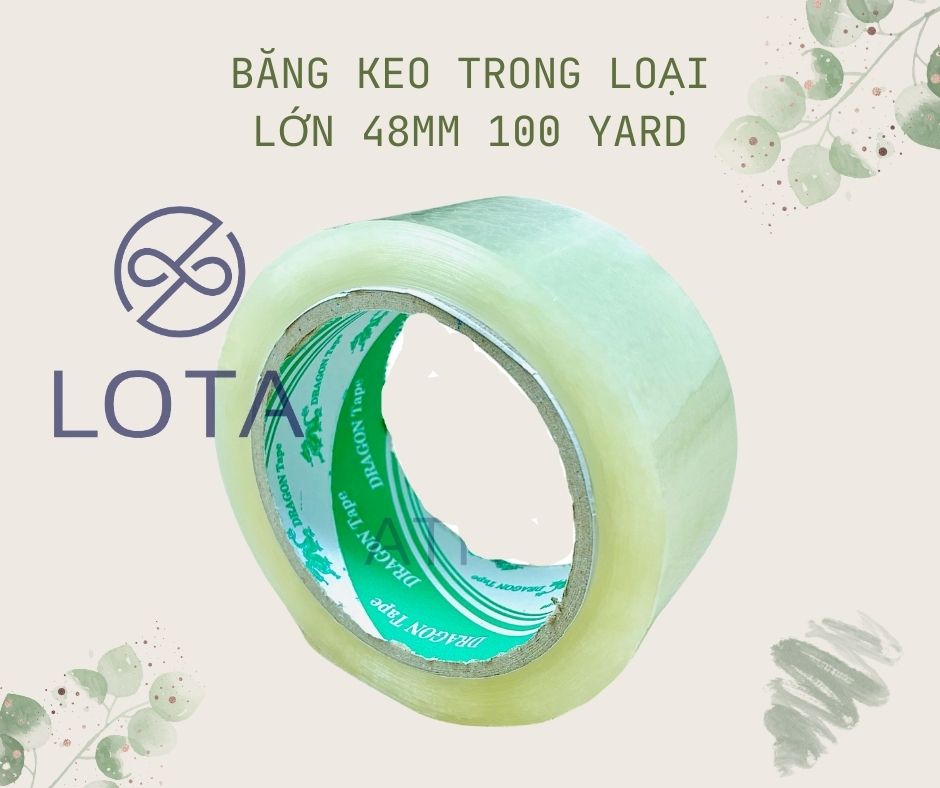 BĂNG KEO TRONG LOẠI LỚN 48MM 100 YARD, từng cuộn hoặc nguyên cây 6 cuộn băng dính đóng gói hàng hóa sản phẩm, cuộn băng keo lớn trong suốt, dán thùng carton dọn nhà, nguyên lốc băng keo xịn cao cấp tiện lợi giá rẻ LOTA SHOP