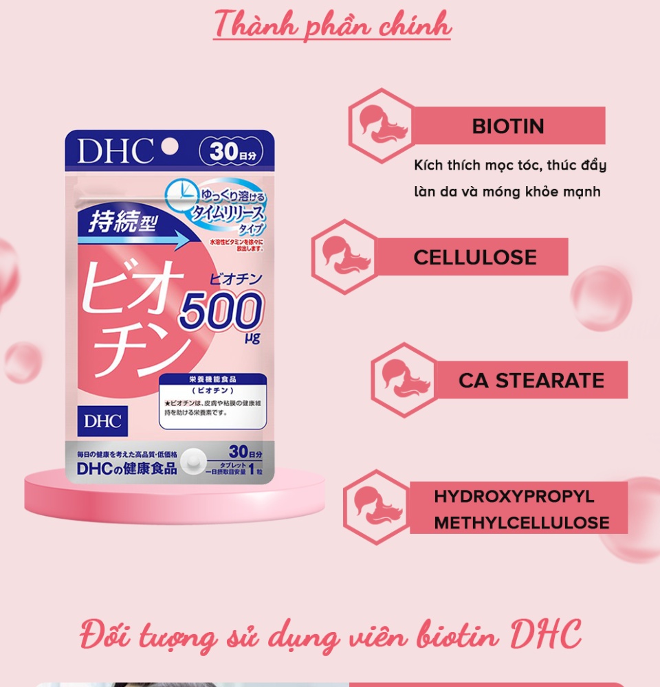 Viên uống Biotin DHC Nhật Bản ngăn rụng tóc, kích thích mọc tóc, dưỡng da và móng khỏe mạnh XP-DHC-BIO30 8
