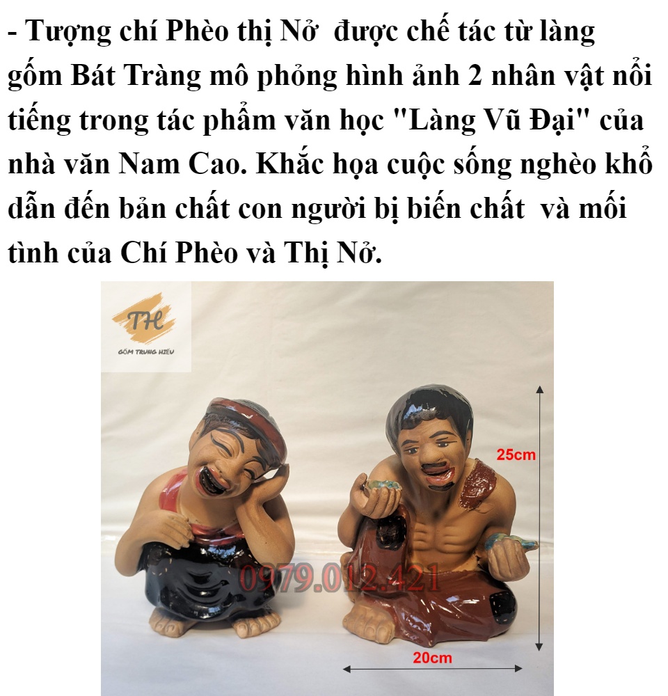 Tiểu Cảnh Gốm Bát Tràng Chí Phèo - Thị Nở - Cao 25Cm | Lazada.Vn
