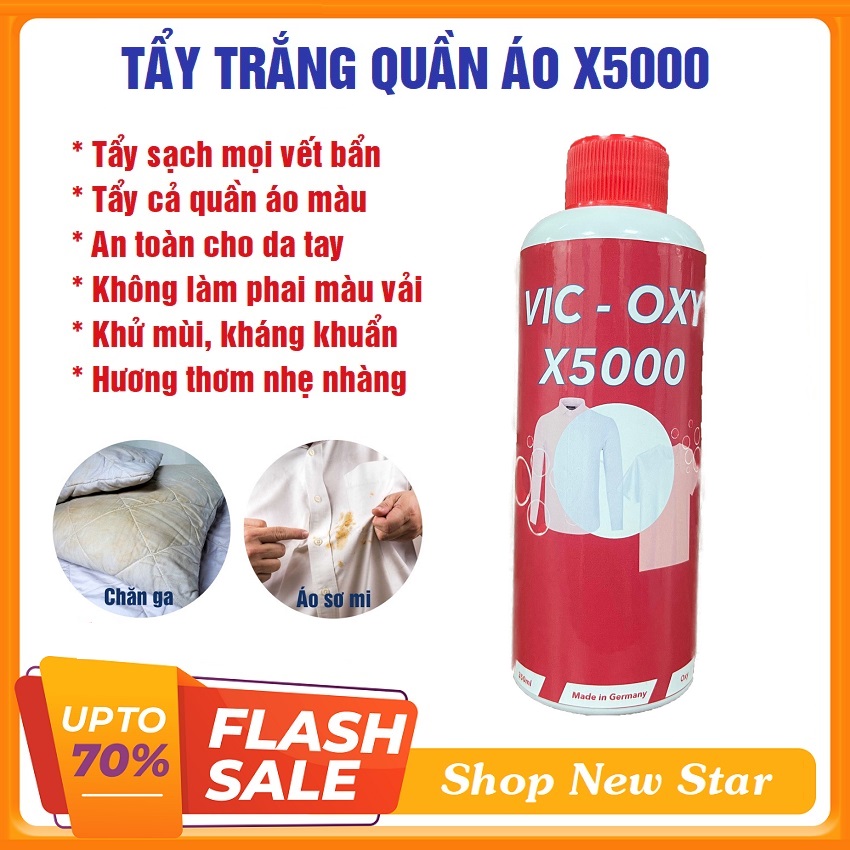 NƯỚC TẨY TRẮNG QUẦN ÁO VIC OXY X5000
