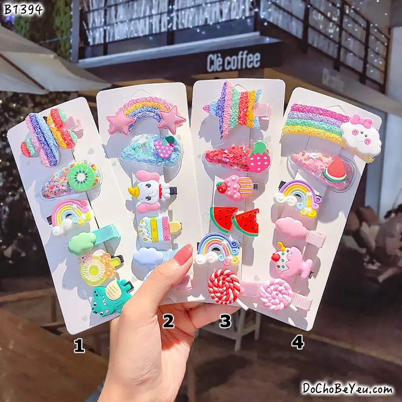 Set 5 kẹp tóc Noel cho bé 2020- Vĩ kẹp mái đủ mẫu