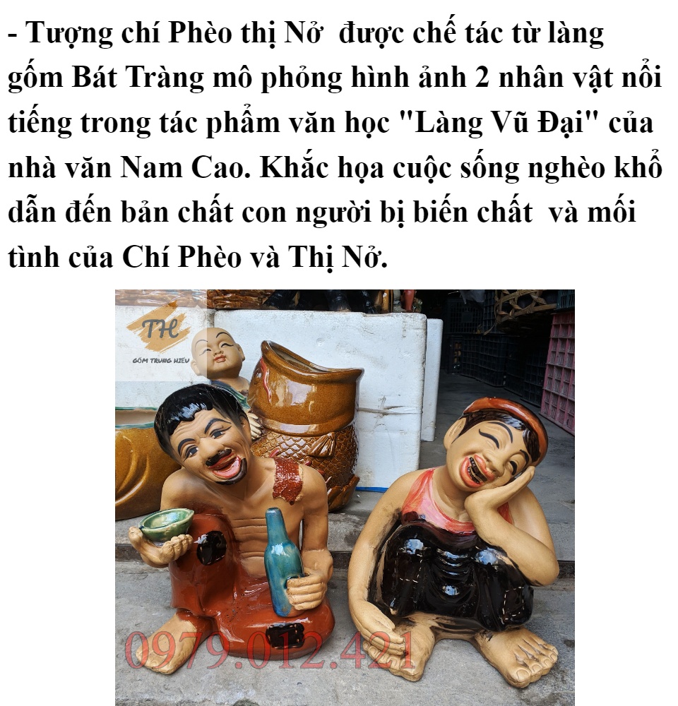 Tiểu cảnh gốm Bát Tràng Chí Phèo - Thị Nở - cao 31cm | Lazada.vn
