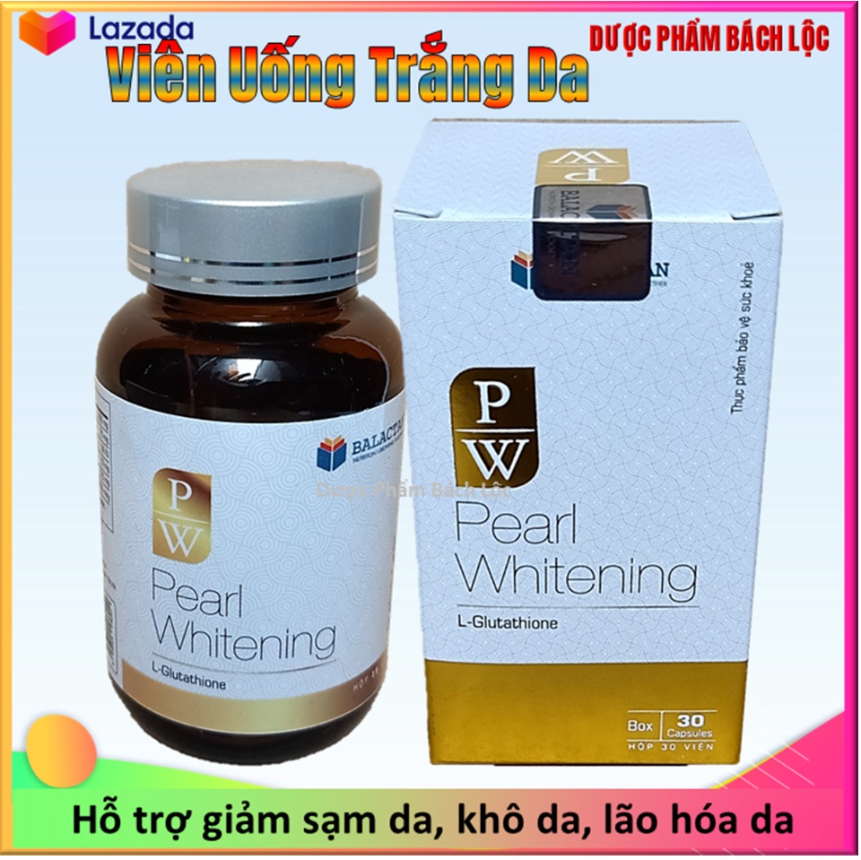Viên Uống Trắng Da Toàn Thân Pearl Whitening- Với thành phần L-Glutathion,L-cystine Giúp trắng da, mờ nám, tàn nhang- hộp 30 viên 1