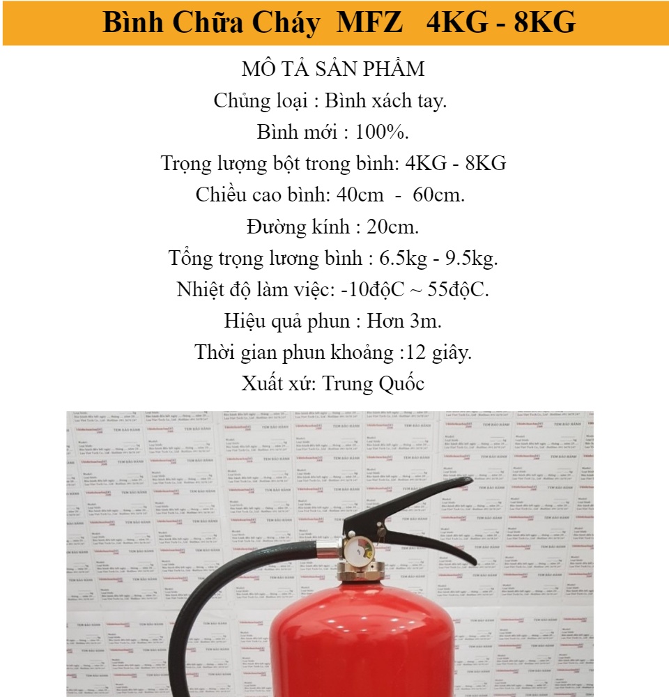 BÌNH CHỮA CHÁY MFZL4 ABC 4Kg. BÌNH CỨU HỎA BỘT 4KG , BÌNH PCCC. BÌNH CHỮA CHÁY BỘT ABC