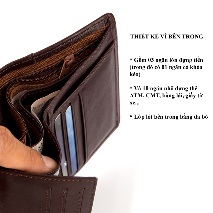 Ví Nam, Bóp Nam da thật dáng đứng VD.268 Bảo hành 12 tháng