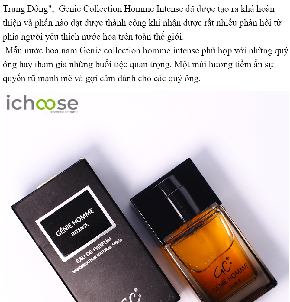 N c hoa nam th m Genie collection homme intense mini 25ml gi mui lau phong cach quy n r l ch lam thu hut Lazada.vn