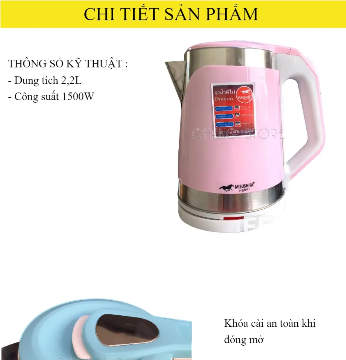 Ấm Siêu Tốc Thái Lan MISUSHITA MS-1020 2.2L - 1500W Công nghệ Inventer tiết  kiệm điện năng tự động ngắt an toàn | Lazada.vn