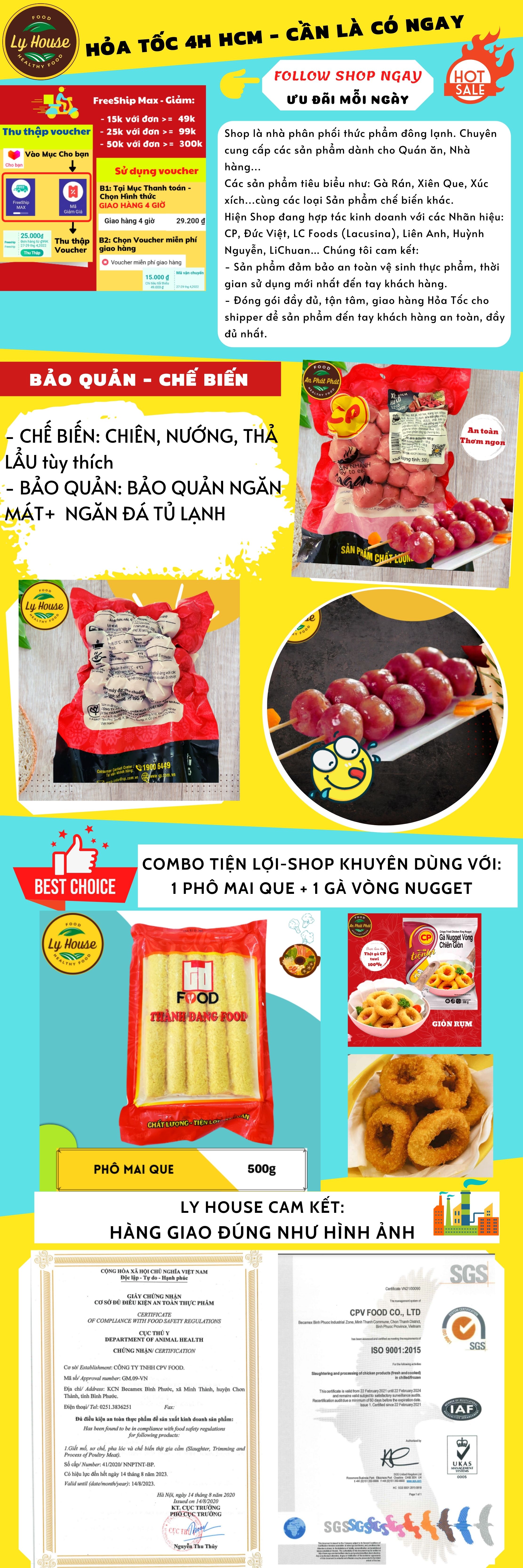 Xúc Xích Hồ Lô CP 500g, viên tròn, dai dòn, dinh dưỡng, thơm ngon, làm từ thịt Heo, thịt Gà tươi. Ngon như lạp xưởng tươi, Ăn vặt an toàn vệ sinh thực phẩm. Nhãn hiệu xúc xích tươi đứng đầu. Phù hợp tiệc tại nhà Ly House