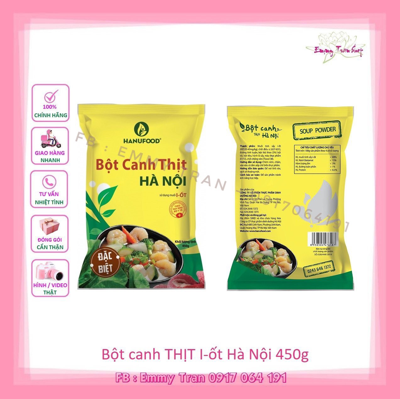 Combo 02 gói gia vị Bột canh THỊT Hà Nội (iot) 450gr - Emmy Tran Shop